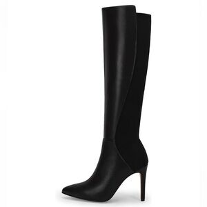 Black knee high heeled boots